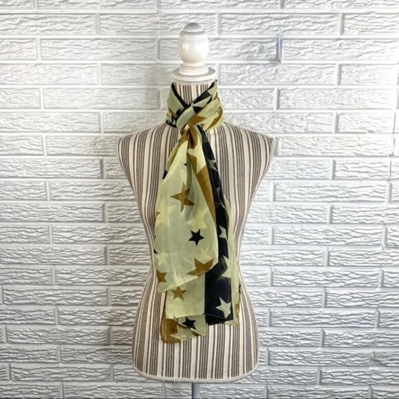 Sheer Striped Scarf Stars Pattern - Picture 1 of 6